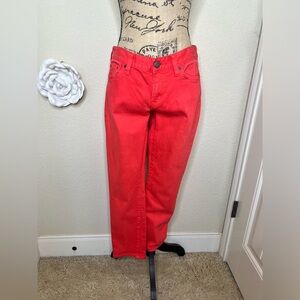 J Crew Coral Colored Mid Rise Toothpick Skinny Jeans Sz 29